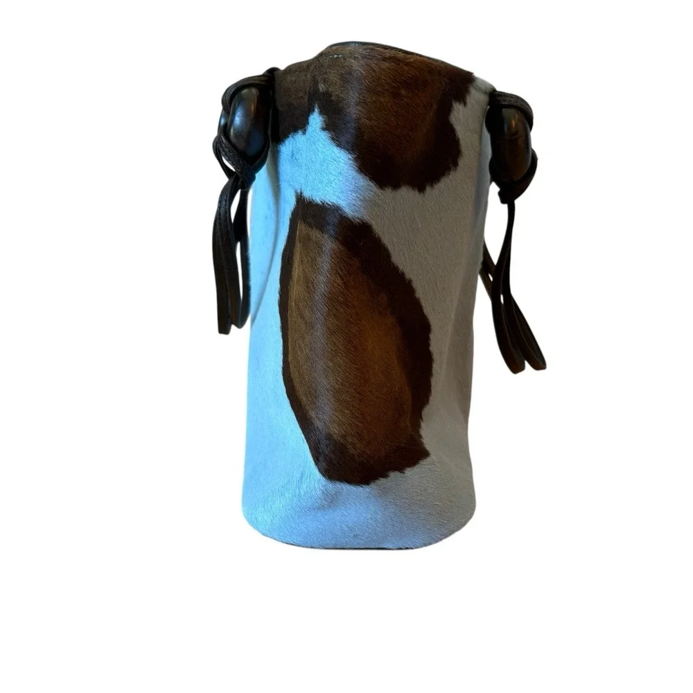 Renaud Pellegrino Paris Blue Brown Hair-On-Hide Leather Tote Bag France